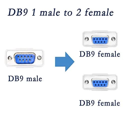 PNGKNYOCN 30cm DB9 Y Splitter Cable DB9 9 Pin 1 Male to 2 Female Rs232 Serial Adapter thumbnail 2