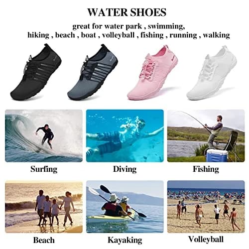 Racqua Water Shoes Quick Dry Barefoot Aqua Sport Beach Swim Surf Diving for Men Women 9 Women/8 Men | Lightweight, Breathable Mesh, Non-slip Grip thumbnail 5