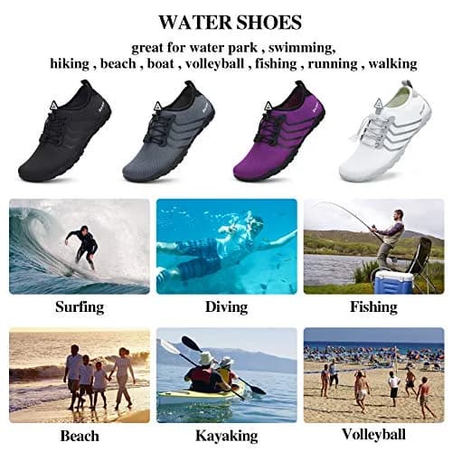 Racqua Water Shoes Quick Dry Barefoot Aqua Sport Beach Swim Surf Diving for Men Women 9 Women/8 Men | Lightweight, Breathable Mesh, Non-slip Grip thumbnail 6