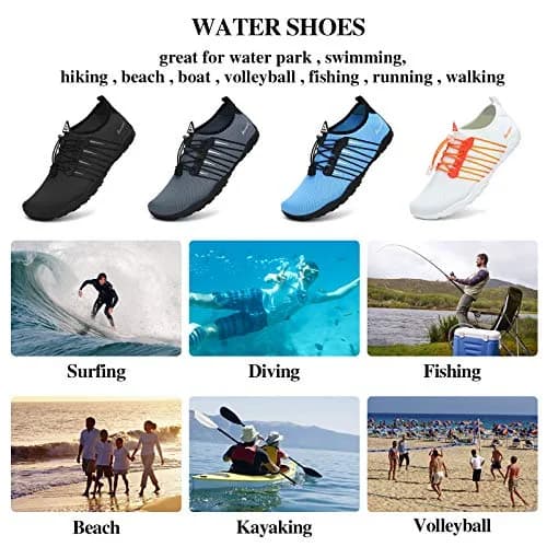 Racqua Water Shoes Quick Dry Barefoot Aqua Sport Beach Swim Surf Diving for Men Women 9 Women/8 Men | Lightweight, Breathable Mesh, Non-slip Grip thumbnail 7