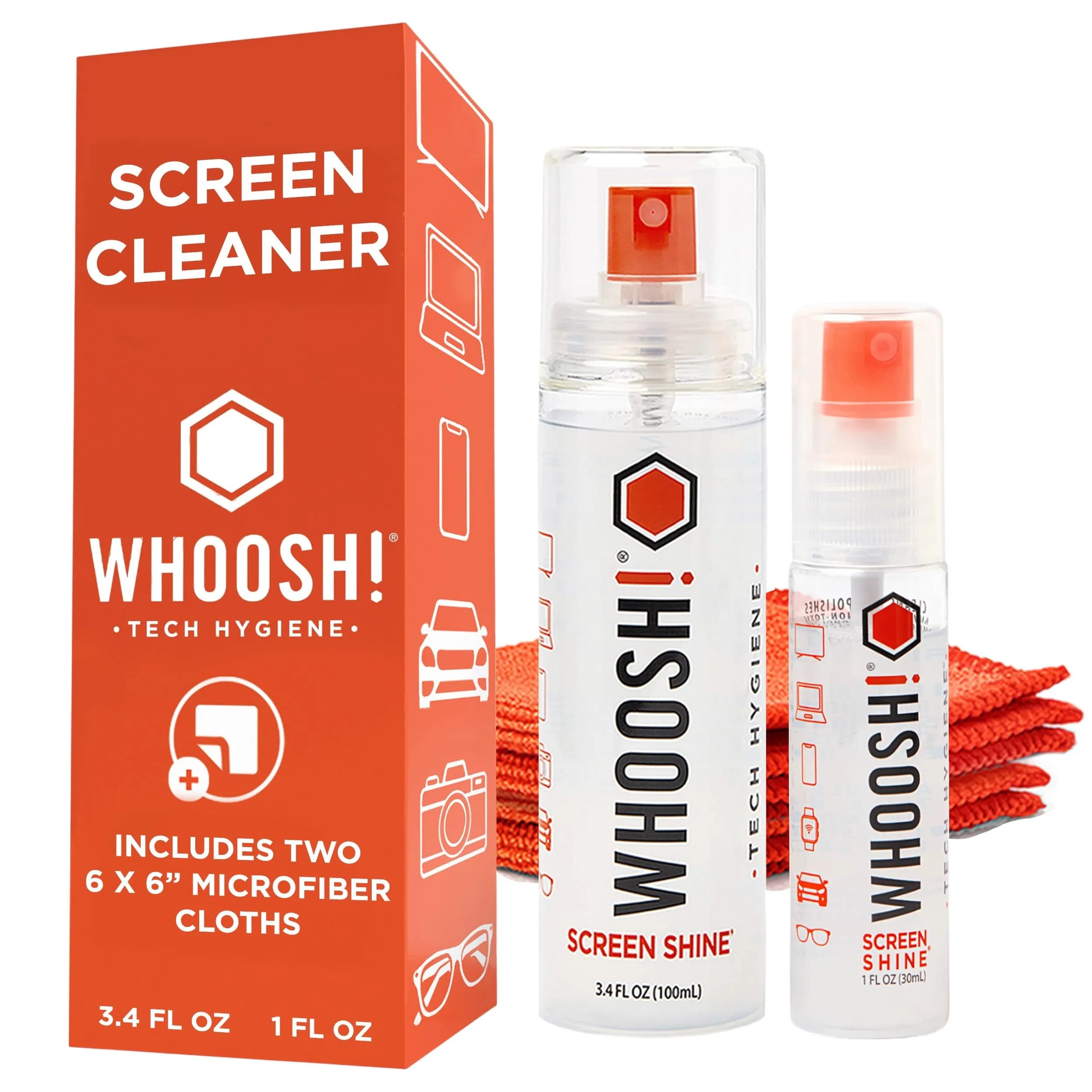 WHOOSH! Screen Shine Duo XL 4.4 Fl Oz Electronic Cleaning Kit | Streak-Free Shine - main product image