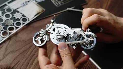 Time for Machine Chrome Rider Mechanical 3D Puzzle 580 g (1.215 lb) | Adult Model Kit with Flywheel Mechanism thumbnail 4