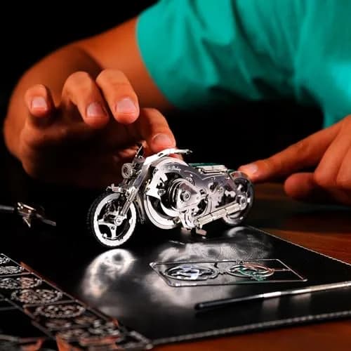 Time for Machine Chrome Rider Mechanical 3D Puzzle 580 g (1.215 lb) | Adult Model Kit with Flywheel Mechanism thumbnail 5
