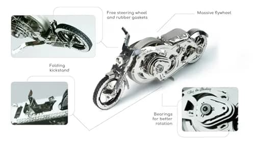 Time for Machine Chrome Rider Mechanical 3D Puzzle 580 g (1.215 lb) | Adult Model Kit with Flywheel Mechanism thumbnail 3