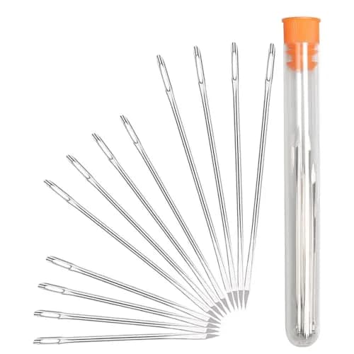 HEKISN Professional Large-Eye Leather Stitching Needles (3 Sizes, 12 Pieces) | Stainless Steel Craft Tool thumbnail 1