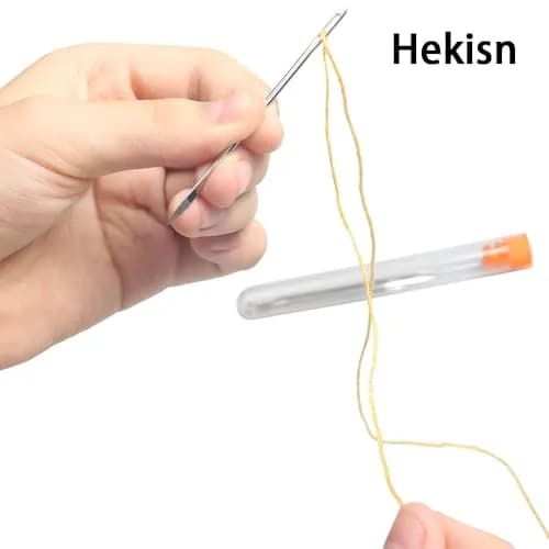 HEKISN Professional Large-Eye Leather Stitching Needles (3 Sizes, 12 Pieces) | Stainless Steel Craft Tool thumbnail 4