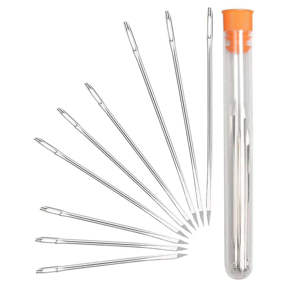 HEKISN Professional Large-Eye Leather Stitching Needles (3 Sizes, 12 Pieces) | Stainless Steel Craft Tool — 9 Pieces