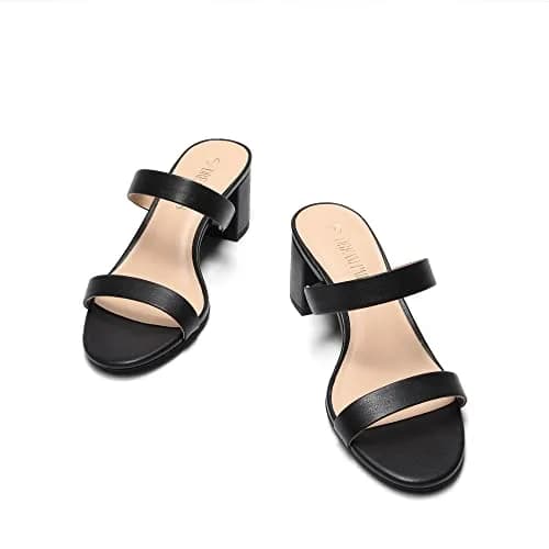 DREAM PAIRS Women's Comfort Block Slip On Mule Heels, Black/Pu, Size 9 | Stylish 2.25-inch Chunky Heel for All-Day Comfort thumbnail 7