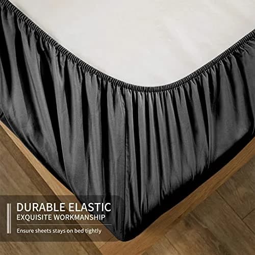 EaseHome Queen Size Bed Sheets Set - Extra Soft Microfiber, 18 inch Deep Pocket, Wrinkle & Fade Resistant, Hypoallergenic (Queen,Black) thumbnail 3