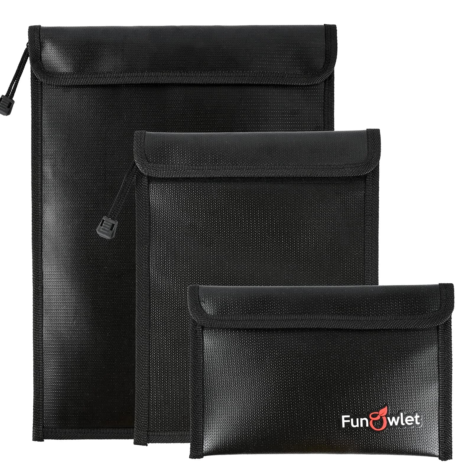 FunOwlet Fireproof Waterproof Document Bag 3-Pack | 34.0 cm (13.4 in) x 27.9 cm (11 in) Black - main product image