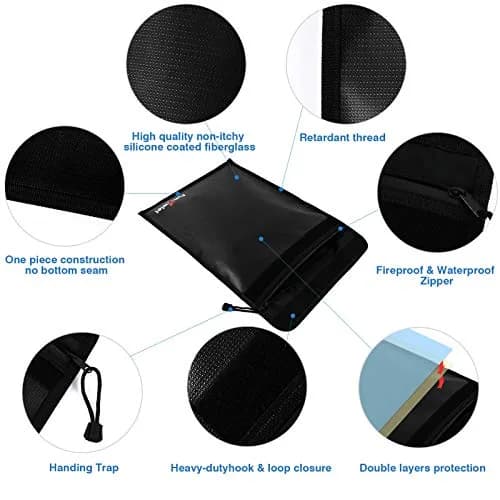 FunOwlet Fireproof Waterproof Document Bag 3-Pack | 34.0 cm (13.4 in) x 27.9 cm (11 in) Black thumbnail 4
