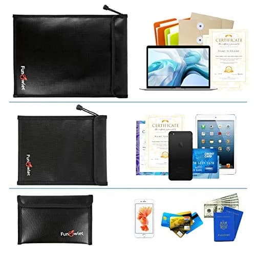 FunOwlet Fireproof Waterproof Document Bag 3-Pack | 34.0 cm (13.4 in) x 27.9 cm (11 in) Black thumbnail 5