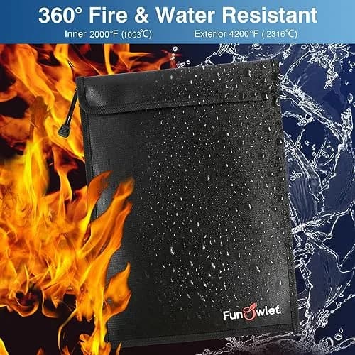 FunOwlet Fireproof Waterproof Document Bag 3-Pack | 34.0 cm (13.4 in) x 27.9 cm (11 in) Black thumbnail 3