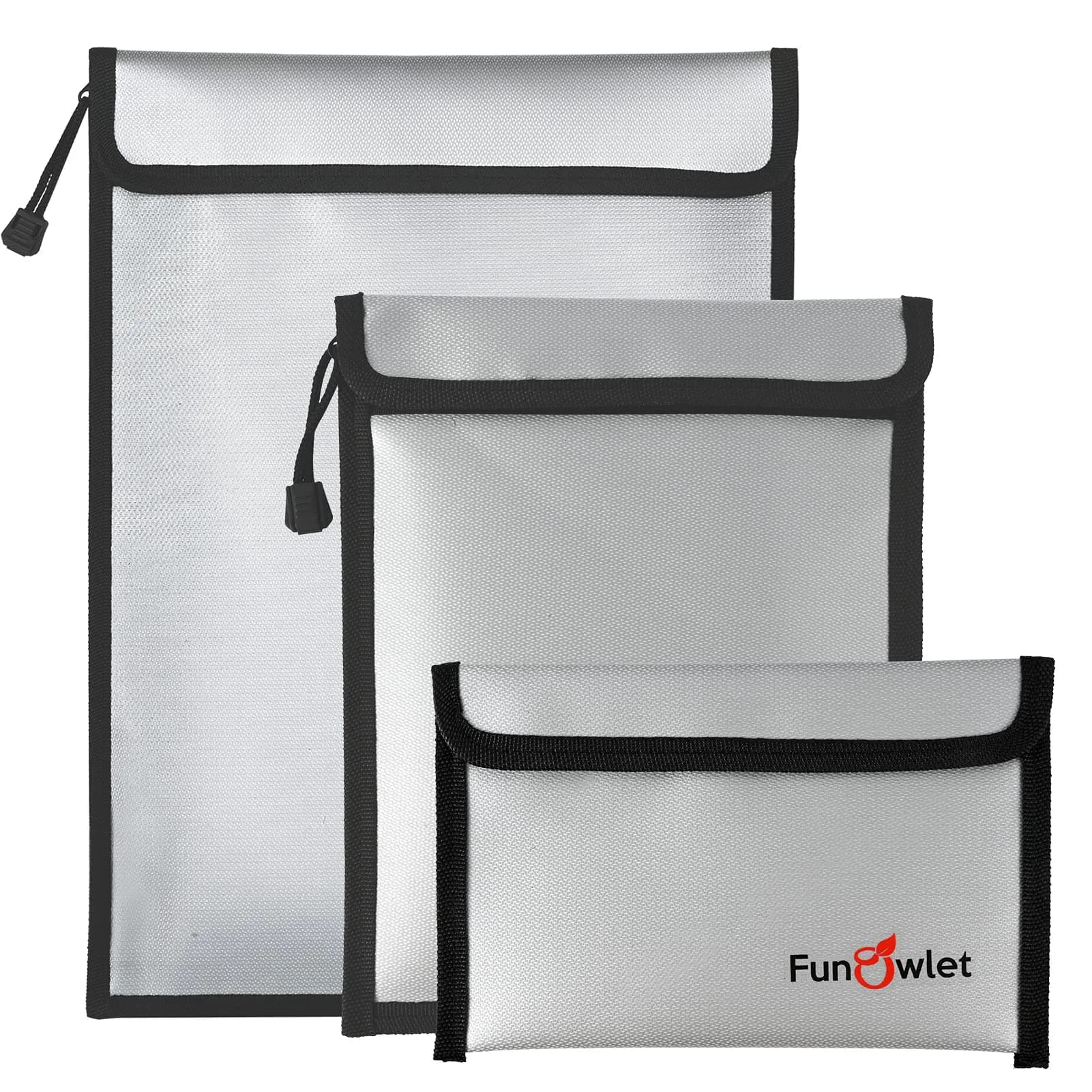 FunOwlet Fireproof Waterproof Document Bag 3-Pack | 360° Protection for A4/A5 Documents, Cash, Passports - main product image