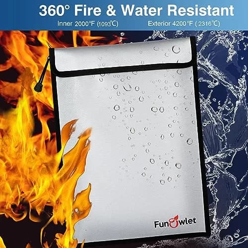 FunOwlet Fireproof Waterproof Document Bag 3-Pack | 360° Protection for A4/A5 Documents, Cash, Passports thumbnail 3