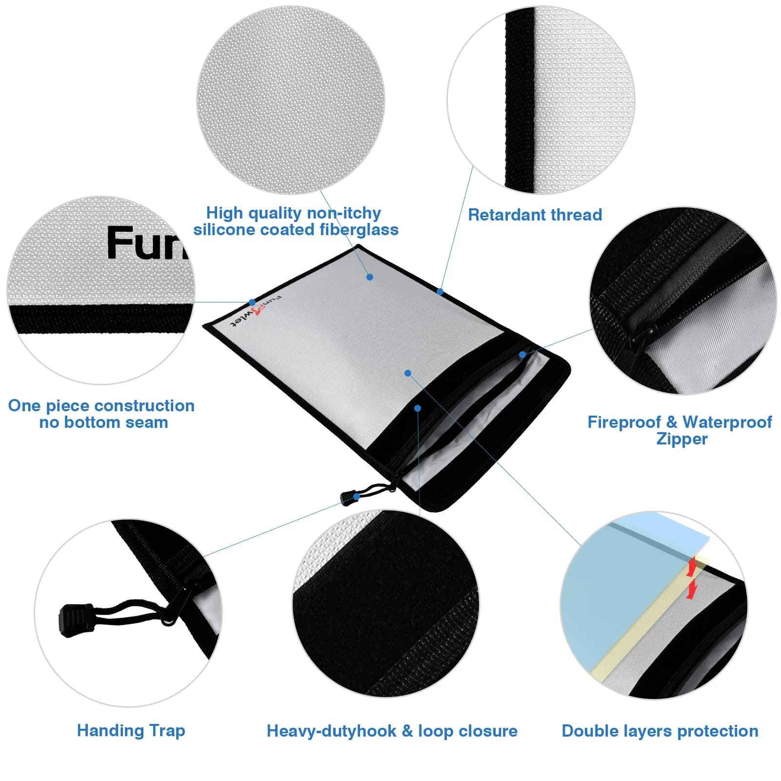 FunOwlet Fireproof Waterproof Document Bag 3-Pack | 360° Protection for A4/A5 Documents, Cash, Passports - view 4