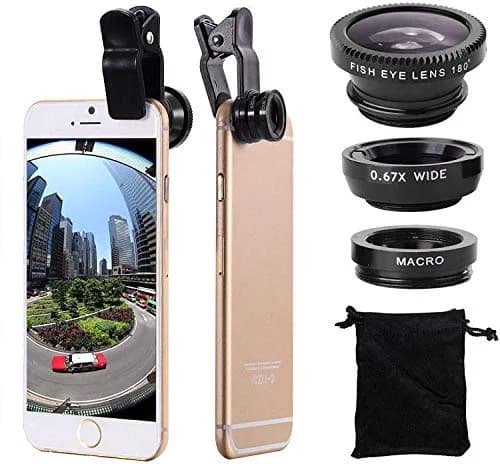 ANJIELO SMART 3-in-1 Universal Phone Camera Lens Kit with Fisheye, Wide Angle, Macro & Clip | 1.6cm (0.63 inch) Diameter thumbnail 1