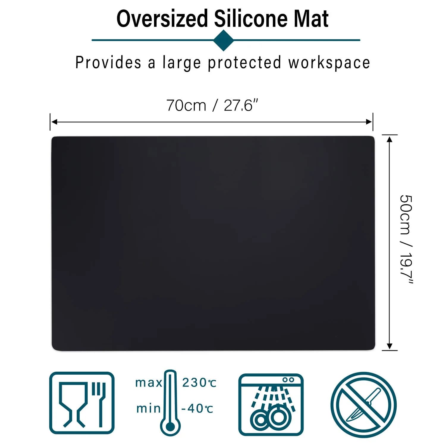 Gartful Oversize Silicone Mat 70cm x 50cm (27.6" x 19.7") | Protects Surfaces from Crafts & Heat - view 2