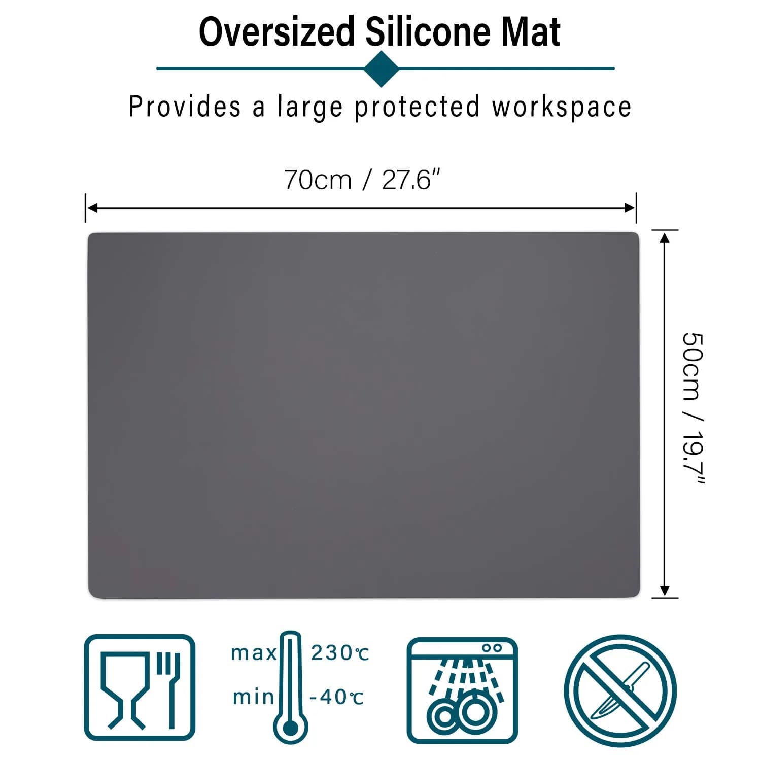 Gartful Silicone Craft Sheet 70cm x 50cm (27.6" x 19.7") | Large Nonstick Desk Protector for Resin Art - view 2