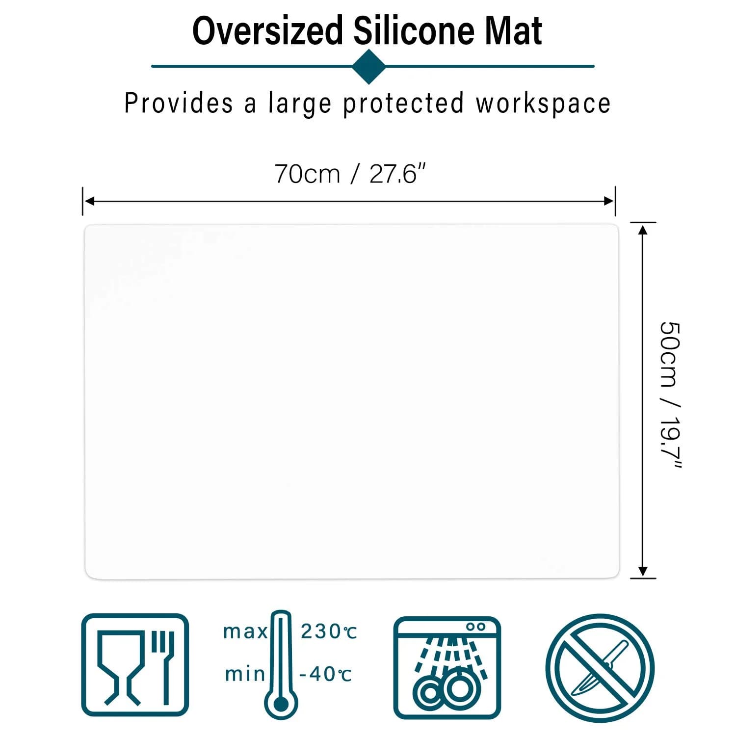 Gartful Translucent Oversize Silicone Mat 27.6" x 19.7" | Craft & Heat Surface Protector - view 2