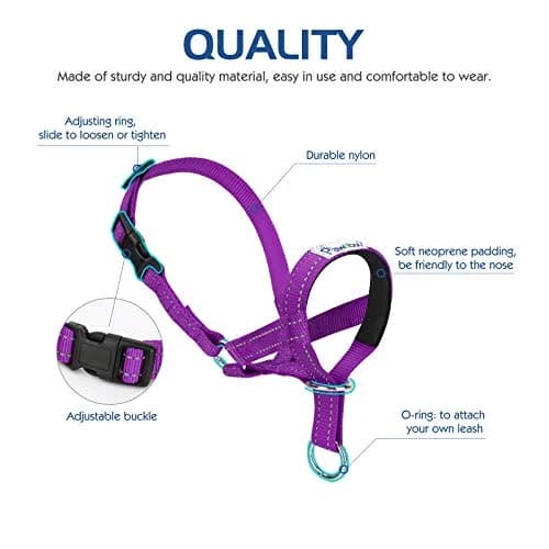 Pawaboo Dog Muzzle Head Halter Collar for Dog Nylon Reflective Adjustable | Stress-Free Control for Small Dogs thumbnail 4