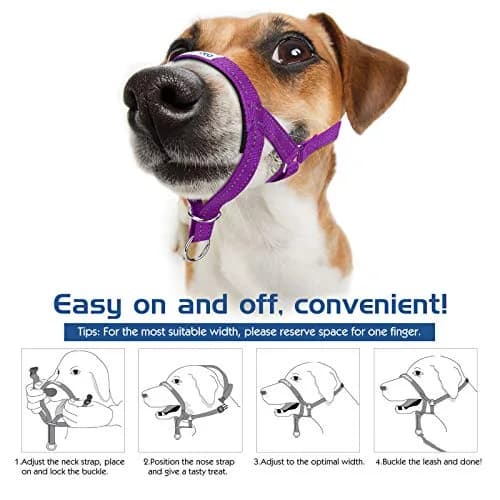 Pawaboo Dog Muzzle Head Halter Collar for Dog Nylon Reflective Adjustable | Stress-Free Control for Small Dogs thumbnail 5