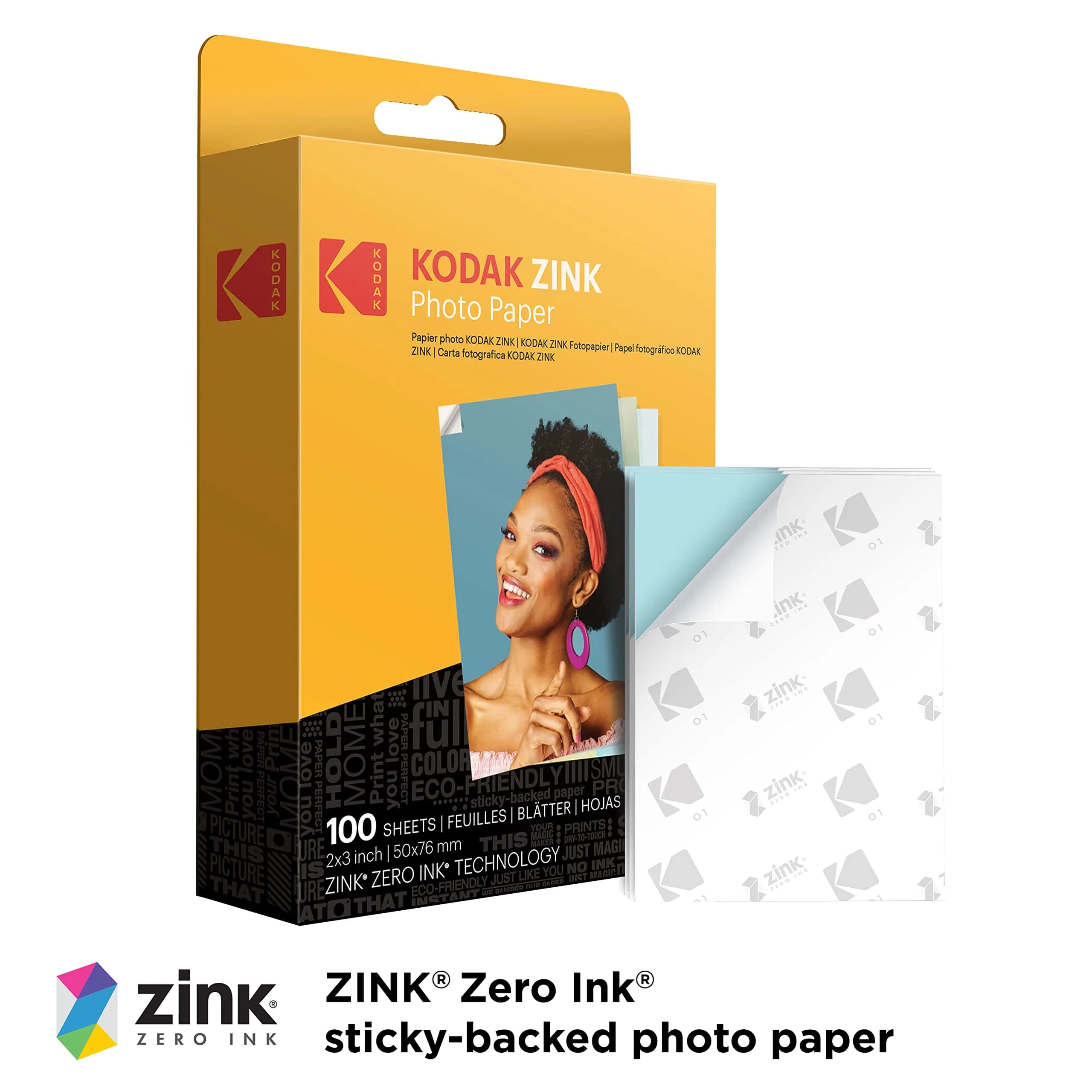 KODAK 2x3 Premium Sticky-Backed ZINK Photo Paper 100 Sheets | Fade-Resistant & Water-Resistant - view 2