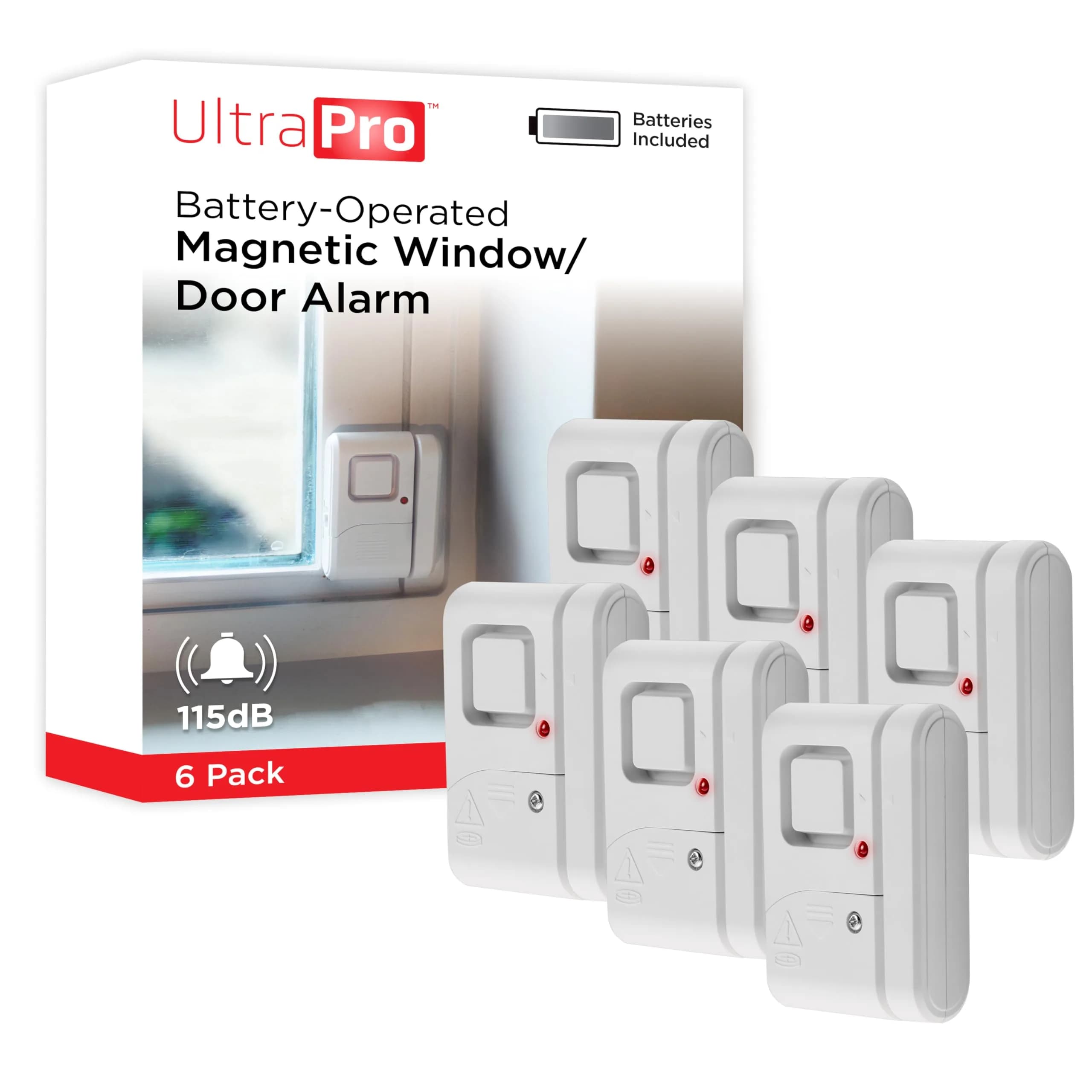 UltraPro Window & Door Alarm 6 Pack | 120dB Wireless Security System for Home & Office - main product image