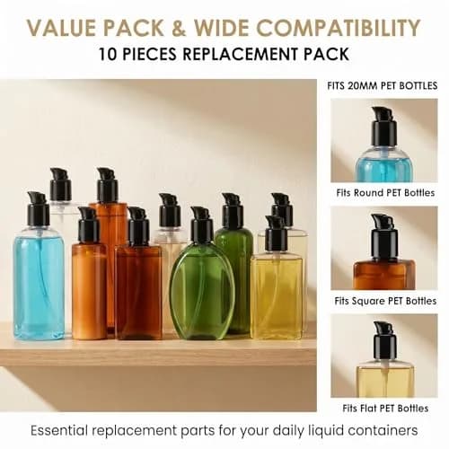 XUMIN Black Plastic Replacement Pump Top Head with Rotate Lock for 20mm PET Bottles (10-Pack) thumbnail 6