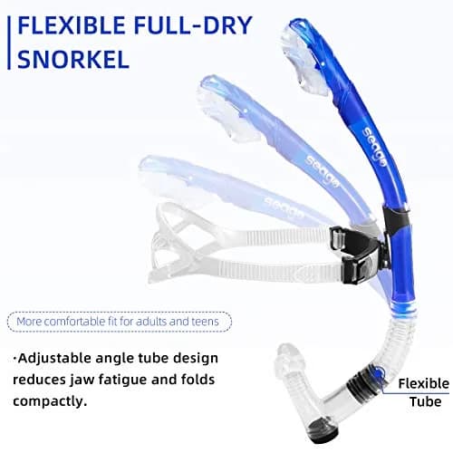 Seago Dry Top Swim Snorkel for Lap Swimming - Blue | 0.28 kg (0.62 lb) thumbnail 5
