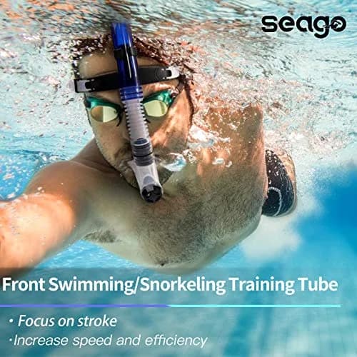 Seago Dry Top Swim Snorkel for Lap Swimming - Blue | 0.28 kg (0.62 lb) thumbnail 2
