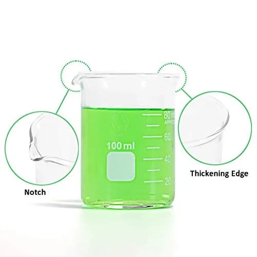 Ronyes Lifescience Borosilicate Glass Beaker Set 7 Pcs, 10-1000 mL | Heat & Chemical Resistant thumbnail 4