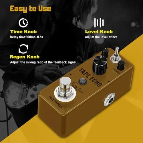 Rowin LEF-3809 Tape Echo Delay Digital Guitar Effect Pedal with 3 Tones, 9V DC thumbnail 3