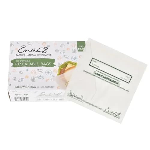 Earth's Natural Alternative Compostable Food Storage Bags Sandwich Size 150 Pack | Plant-Based & BPI Certified thumbnail 1