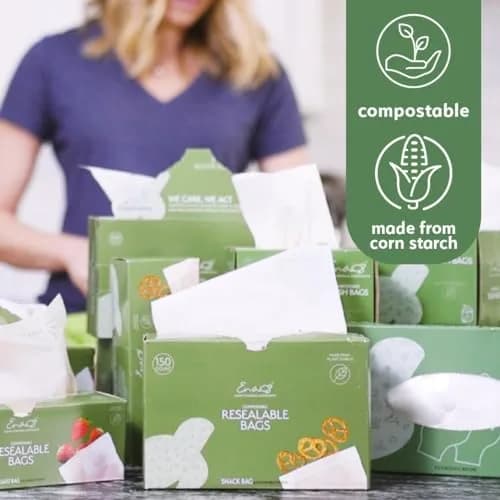 Earth's Natural Alternative Compostable Food Storage Bags Sandwich Size 150 Pack | Plant-Based & BPI Certified thumbnail 4