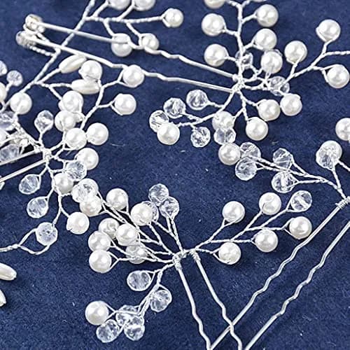 SNOWIE SOFT Pearl Bridal Hair Accessories Set with Crystal Hair Pins | 50cm Headband & 4 Hairpins thumbnail 2