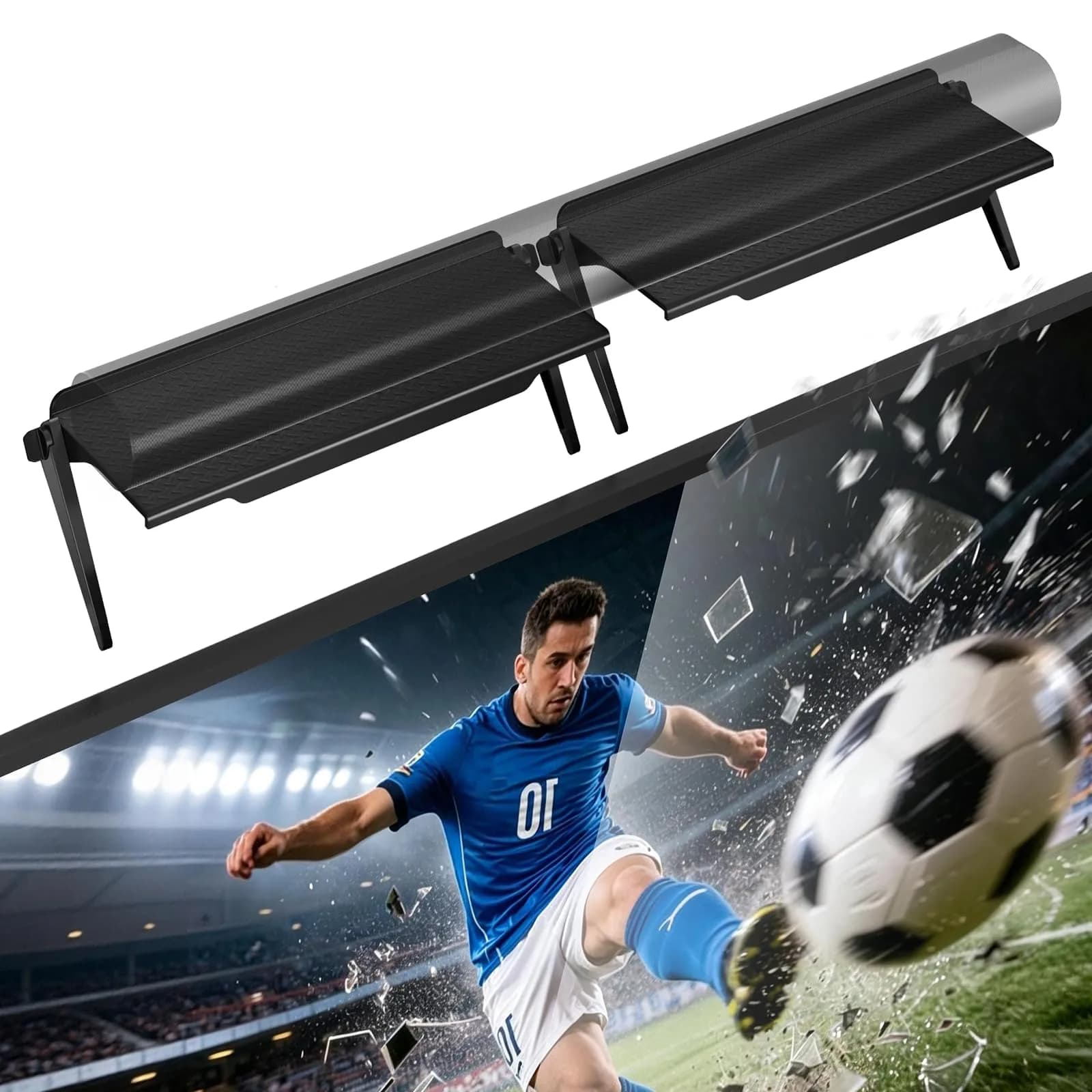 WALI Universal Soundbar Mount, 2 Pack TV Top Shelf 30cm (12 inch) | No Drilling, Holds Up to 6kg — 11.8" x 4.7"