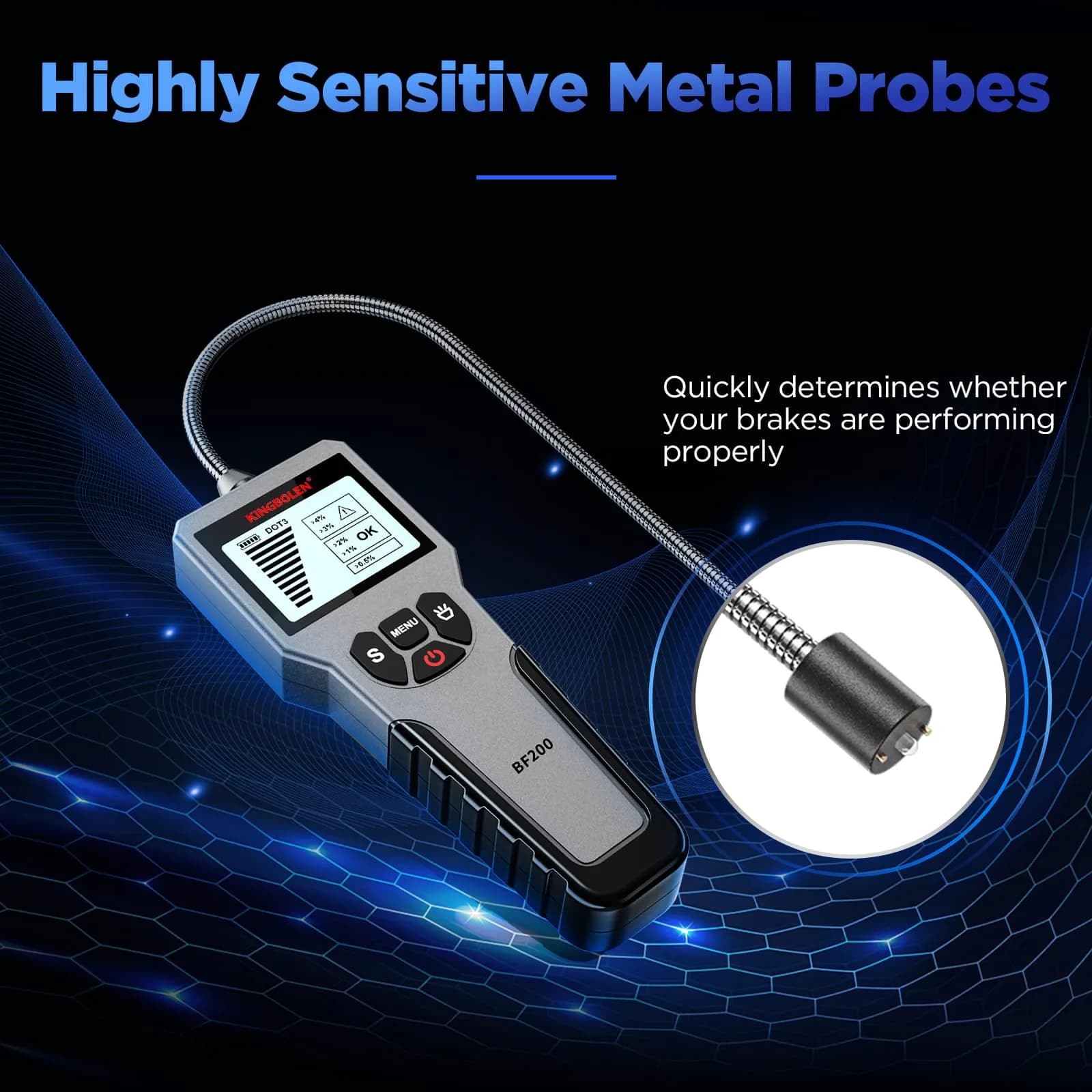 KINGBOLEN BF200 Brake Fluid Tester | High Precision Moisture Analyzer with LCD Screen & Audible Alarm - view 7