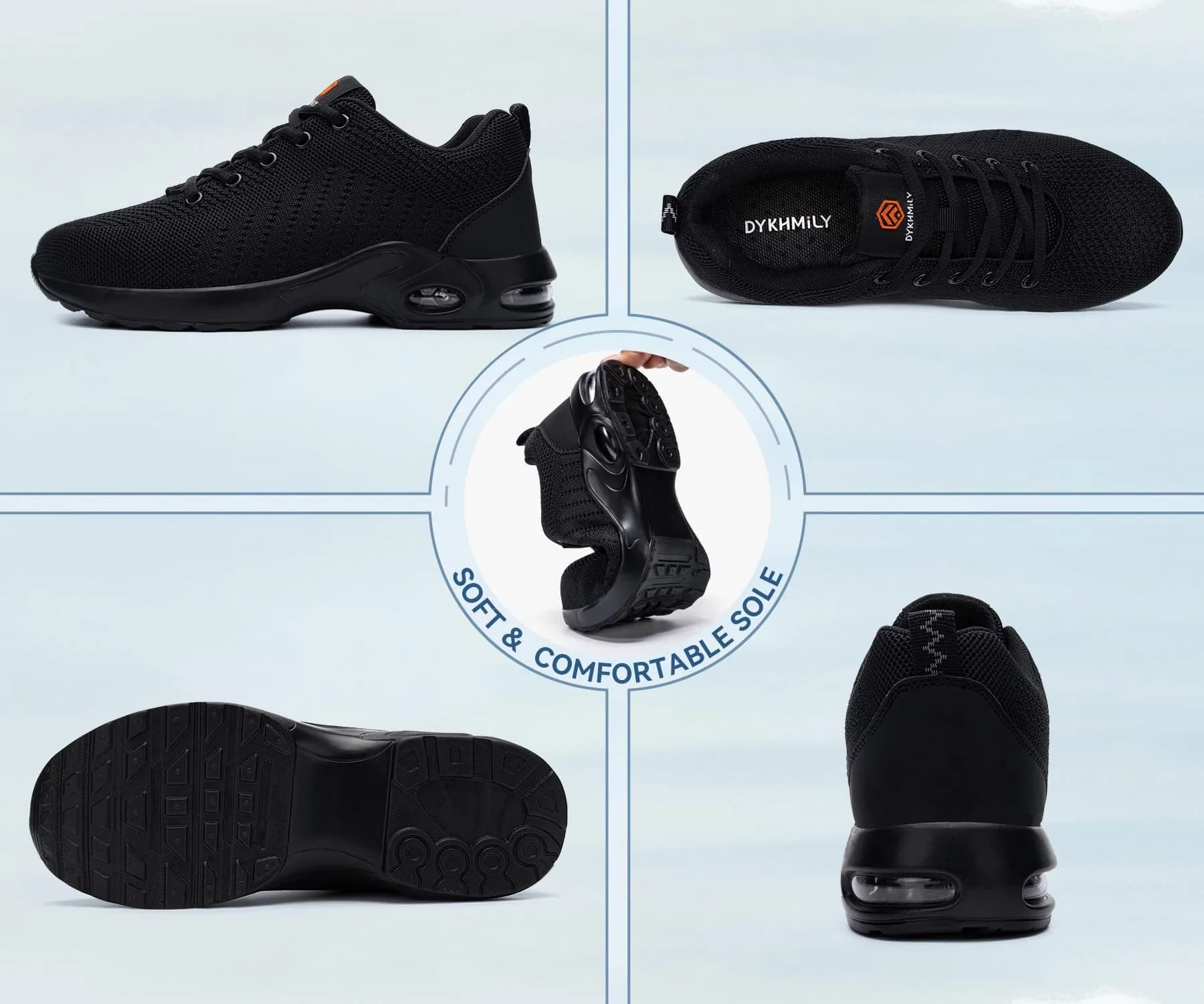 DYKHMILY Steel Toe Work Shoes for Men & Women | 0.8 kg (1.76 lb) | Black - view 5