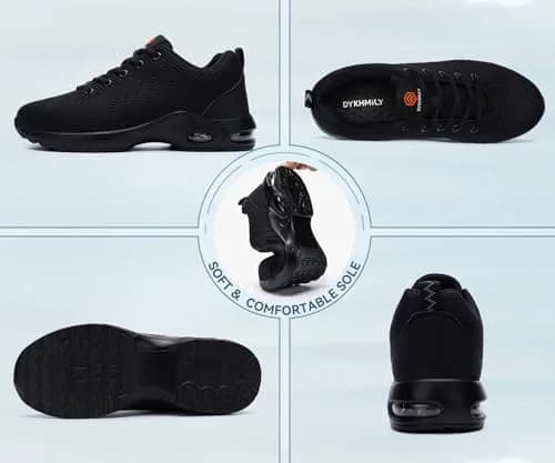 DYKHMILY Steel Toe Work Shoes for Men & Women | 0.8 kg (1.76 lb) | Black thumbnail 5