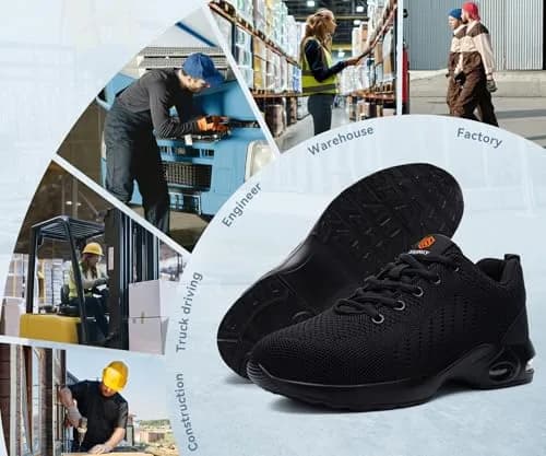 DYKHMILY Steel Toe Work Shoes for Men & Women | 0.8 kg (1.76 lb) | Black thumbnail 6