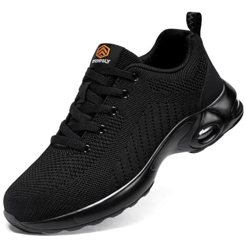 DYKHMILY Steel Toe Work Shoes for Men & Women | 0.8 kg (1.76 lb) | Black thumbnail 1