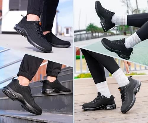 DYKHMILY Steel Toe Work Shoes for Men & Women | 0.8 kg (1.76 lb) | Black thumbnail 2
