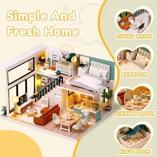 Flever DIY Dollhouse Miniature Kit Creative Room with Loft Apartment Scene, 24cm (9.6in) | For Ages 14+ thumbnail 3