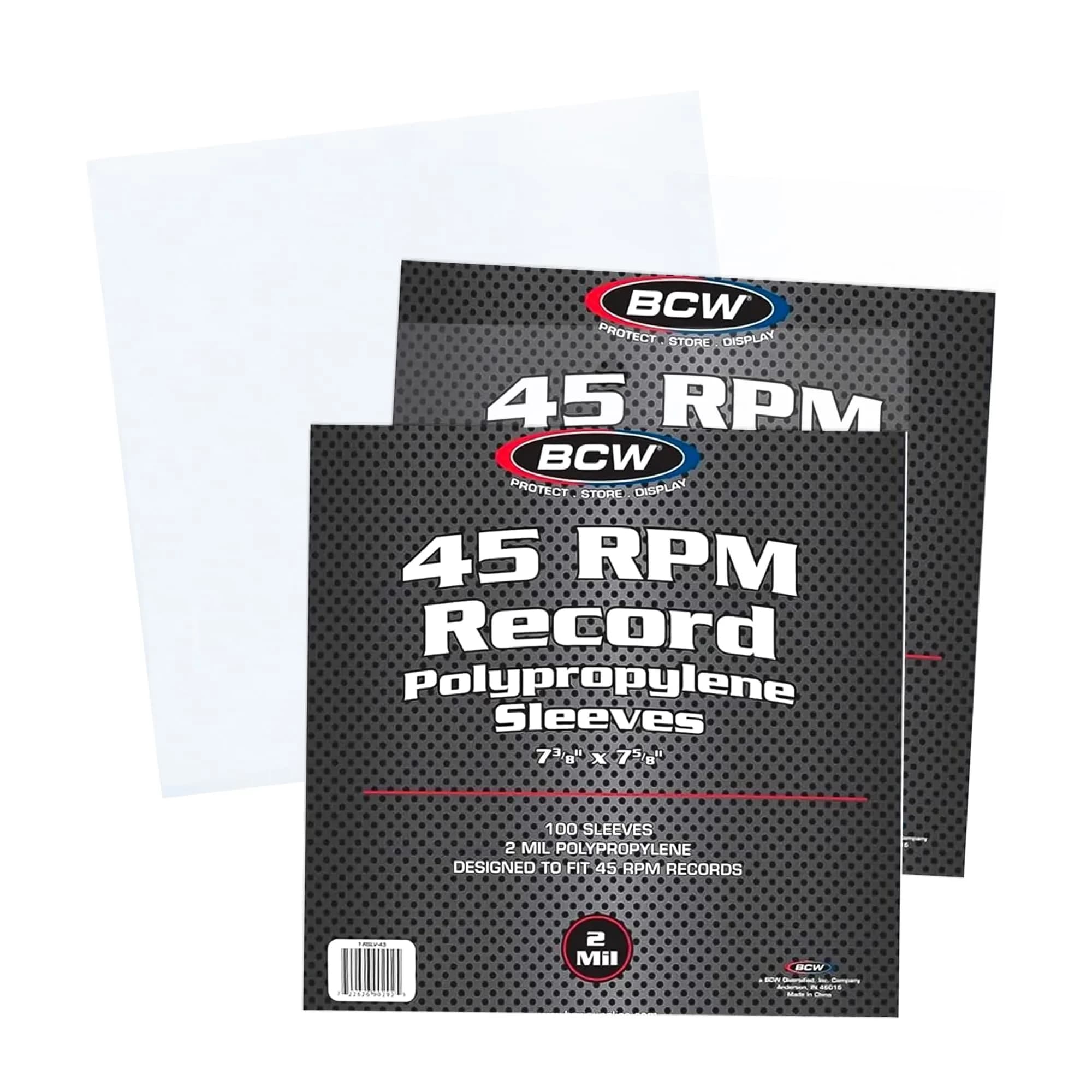 BCW 45 RPM Vinyl Record Sleeves, 2 Mil Polypropylene, Clear, 200 Count | Protects 7-Inch Records in Original Jackets — Clear