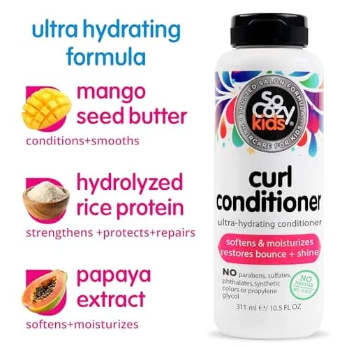 SO COZY Curl Conditioner for Kids Curly Hair 21 Fl Oz (621ml) | Softens Dry & Unruly Curls with Mango Seed Butter, Rice Protein & Papaya Extract thumbnail 3