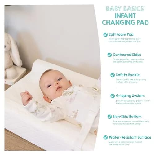 Regalo Baby Basics Contoured Changing Pad with Non-Slip Grip & Safety Strap, White | 80cm x 40cm x 10cm (31" x 16" x 4") thumbnail 6