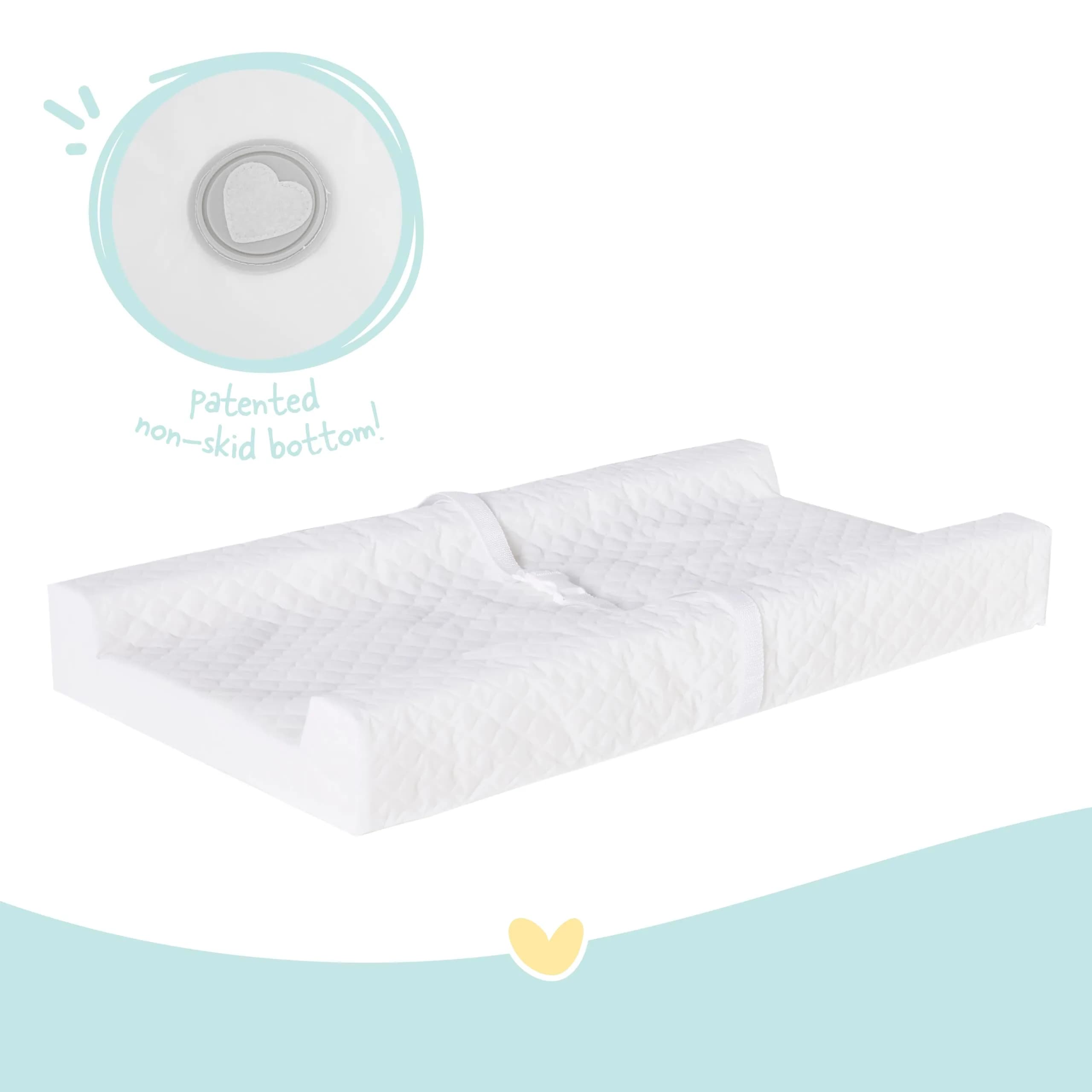 Regalo Baby Basics Contoured Changing Pad with Non-Slip Grip & Safety Strap, White | 80cm x 40cm x 10cm (31" x 16" x 4") - view 3