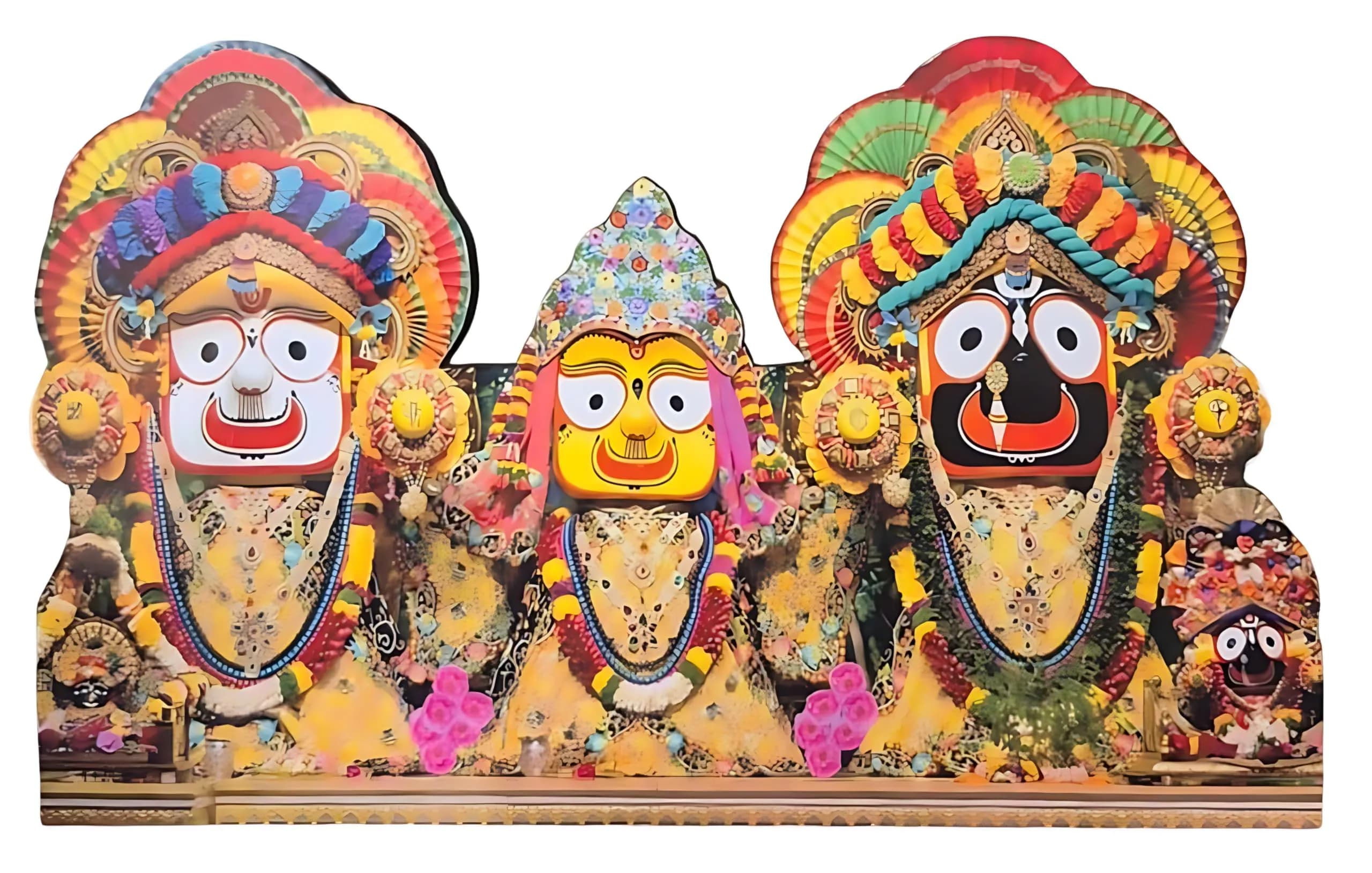 Vils Lord Jagannath Balram Subhadra Divine Blessing Photo Frame 12cm X 20cm (4.5 inch X 8 inch) | Multicolor Wood and Plastic Sculpture - main product image