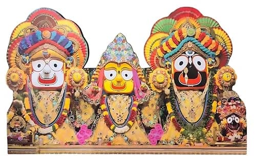 Vils Lord Jagannath Balram Subhadra Divine Blessing Photo Frame 12cm X 20cm (4.5 inch X 8 inch) | Multicolor Wood and Plastic Sculpture thumbnail 1